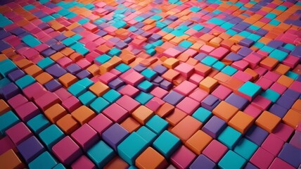 Create an abstract background featuring geometric elements that resemble a mosaic, where small colorful shapes form a larger image, creating an interesting visual effect.