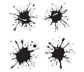 Silhouette ink splashes on white background, Vibrant Paint Splatters &ndash; Abstract Art in Motion