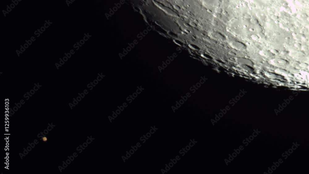 Wall mural mars and moon conjunction close up view realtime