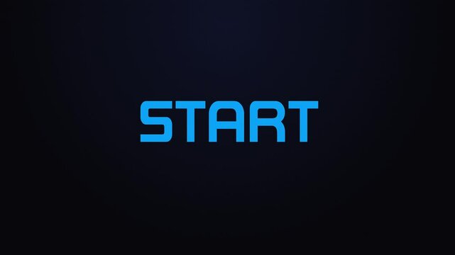 Glowing explosion START text reveal blue and pink