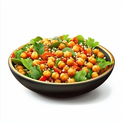 Quinoa Salad with roasted chickpeas, isolated on white