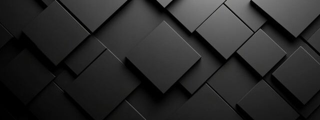 Fototapeta premium Elegant black background with geometric elements for design, featuring white space in the center for text. Ideal for modern banners and abstract wallpapers.