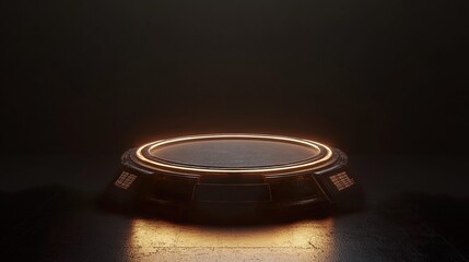 Futuristic Circular Platform with Fiery Glow