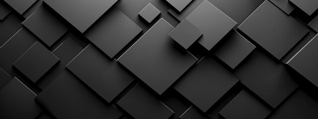 Fototapeta premium Elegant black background with geometric elements for design, featuring white space in the center for text. Ideal for stylish banners and abstract wallpapers.