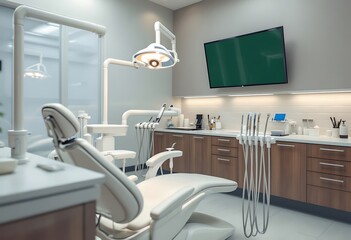 Modern Dental Clinic with Examination Chair and Medical Equipment