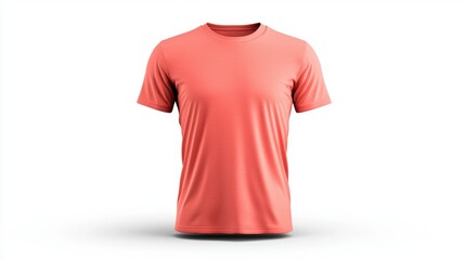 Casual coral t-shirt displayed on a white background highlighting comfortable fabric and relaxed fit