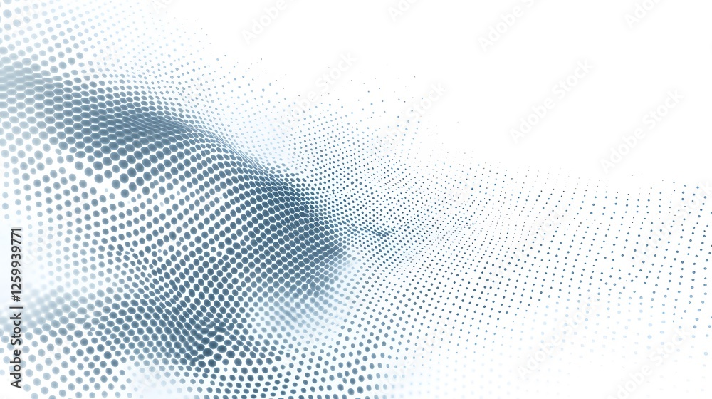 Wall mural abstract halftone pattern gently undulating across a clean white background