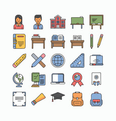School vector icons symbol pack illustration creative concept