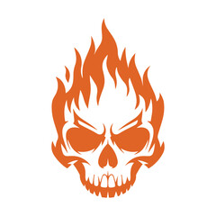 Skull on fire flame vector design