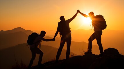 Fototapeta premium Mountaineering Teamwork