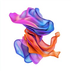 Fototapeta premium Silk scarf floating with a vibrant ink splash effect isolated on white