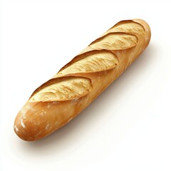 Fresh Baguette with crispy crust, isolated on white
