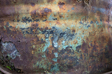 Rusty Aged Metal Surface with Corrosion and Grungy Peeling Paint Texture