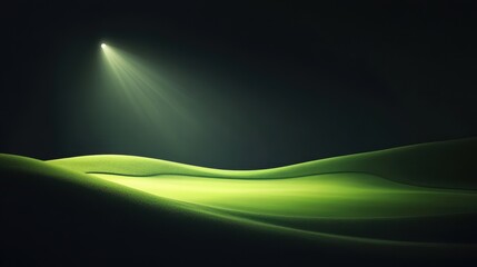 Obraz premium Spotlight illuminates a serene green landscape with rolling hills