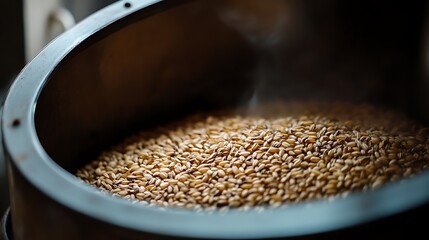 Obraz premium A detailed view of cooked heating grain in a rice cooker