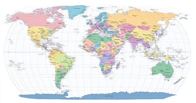 World map showing countries colored by region