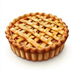 Apple Pie with golden crust, isolated on white