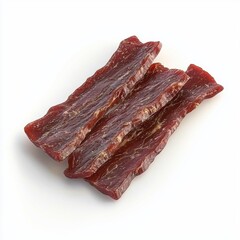 Fototapeta premium Beef Jerky Strips, isolated on white