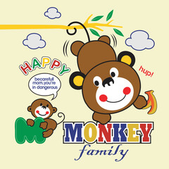 Fototapeta premium monkey jumping from branch to branch,design cartoon vector illustration