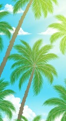 Fototapeta premium Palm Trees Against Blue Sky Illustration
