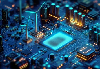 Obraz premium Wind turbine and circuit board control