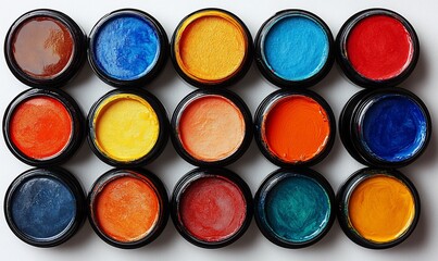 Assorted Colorful Paint Pots Displayed