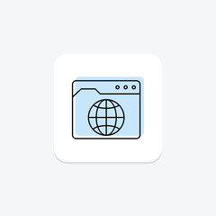 Web Browser color shadow thinline icon, vector, pixel perfect, illustrator file