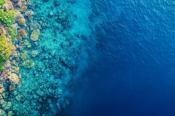 Obraz premium Aerial view vibrant coral reef ocean
