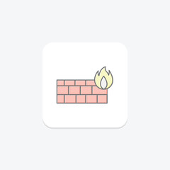 Firewall lineal color icon, vector, pixel perfect, illustrator file
