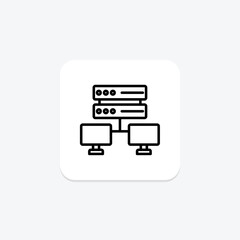 Network Attached line icon, vector, pixel perfect, illustrator file