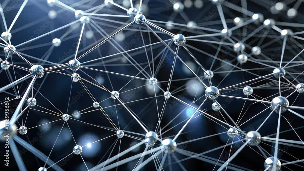 Poster discovering the intricate beauty of interconnected networks and structures in a futuristic setting f