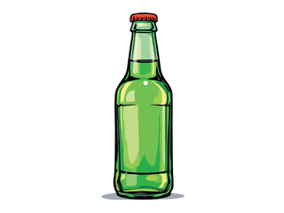 Vsai green beer bottle standing on white background