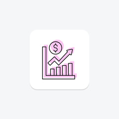 Stock Market color shadow thinline icon, vector, pixel perfect, illustrator file
