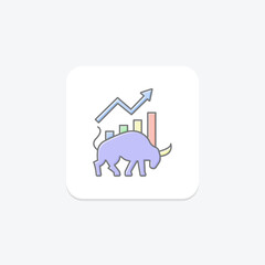 Bull Market lineal color icon, vector, pixel perfect, illustrator file