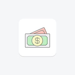 Money lineal color icon, vector, pixel perfect, illustrator file