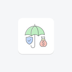 Financial Insurance lineal color icon, vector, pixel perfect, illustrator file
