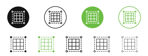 Grid icons in black and green colors collection