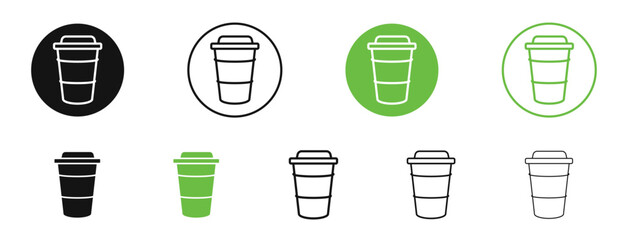 Coffee icons in black and green colors collection