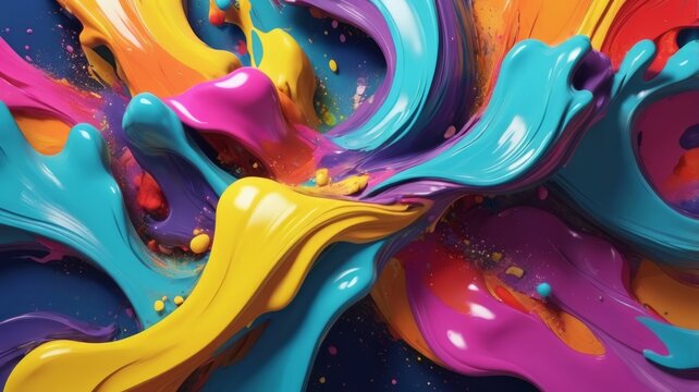 Design a background in an acrylic painting style, with textured brushstrokes and vibrant splashes of color. Focus on the physicality of the texture and boldness of color.