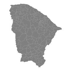 Obraz premium High Quality map of Ceara is a state of Brazil, with borders of the municipalities