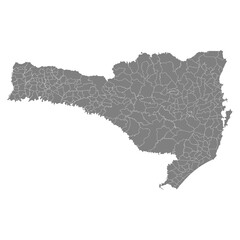 High Quality map of Santa Catarina is a state of Brazil, with borders of the municipalities