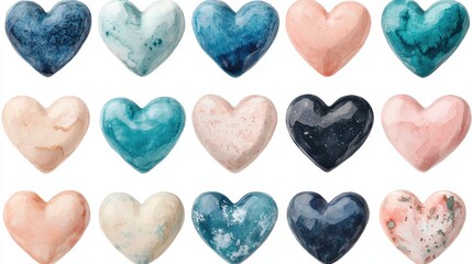 Obraz premium Colorful heart-shaped stones artisan market image gallery natural environment close-up view love and affection concept