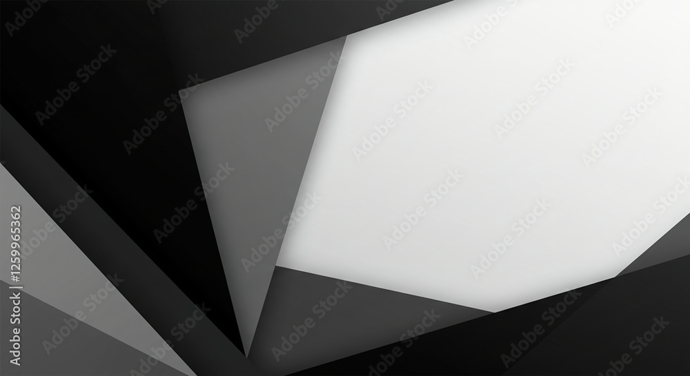 Poster abstract black and white background with geometric pattern of triangle layers and block shapes