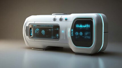 Fototapeta premium A futuristic kitchen appliance concept with smart connectivity features.