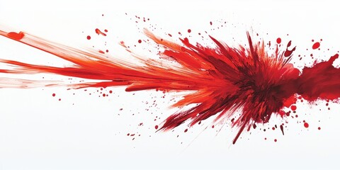 Abstract depiction of a red paint explosion on white