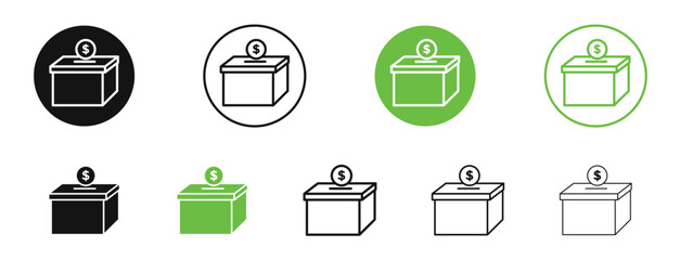 Donate icons in black and green colors collection