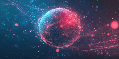 Naklejka premium Digital globe consisting of connected nodes and ethereal lines
