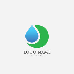 Water drop, nature, clean, eco, aqua, leaf logo fully editable vector template