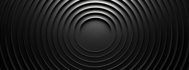 Geometric abstract wallpaper with circles and dashes on a black background. Ideal for modern design and banner templates with copy space in the center for text.