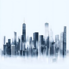 Captivating Monochromatic Skyline of Sleek Skyscrapers and Towers in City Landscape
